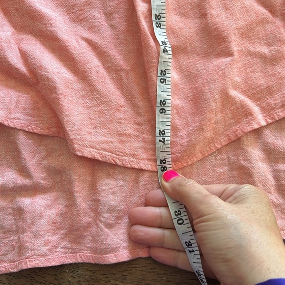 Sharagano Medium Coral Sleeveless Hi Low Linen Blend Top - Picture 7 of 9